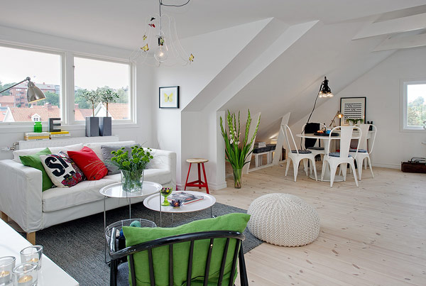 Small Attic apartment - white living room