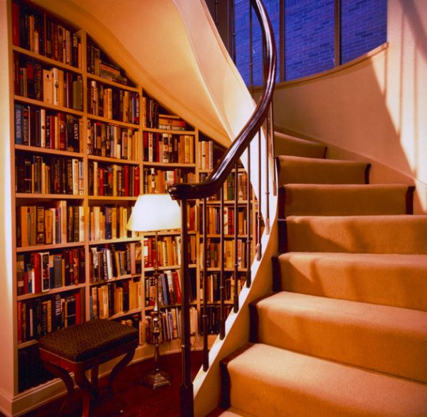 Spiral-staircase-with-ample-storage-space-underneath