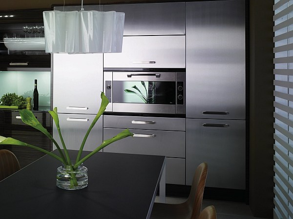 Stainless steel cabinets in the kitchen