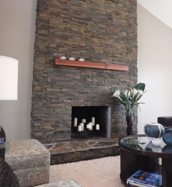 modern stone gas fireplace