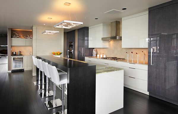 Stylish-black-and-white-kitchen-with-raised-bar