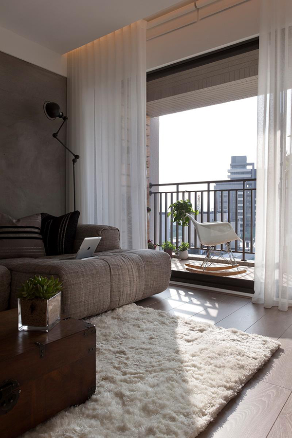 Taiwanese Contemporary Apartment - beautiful white curtains