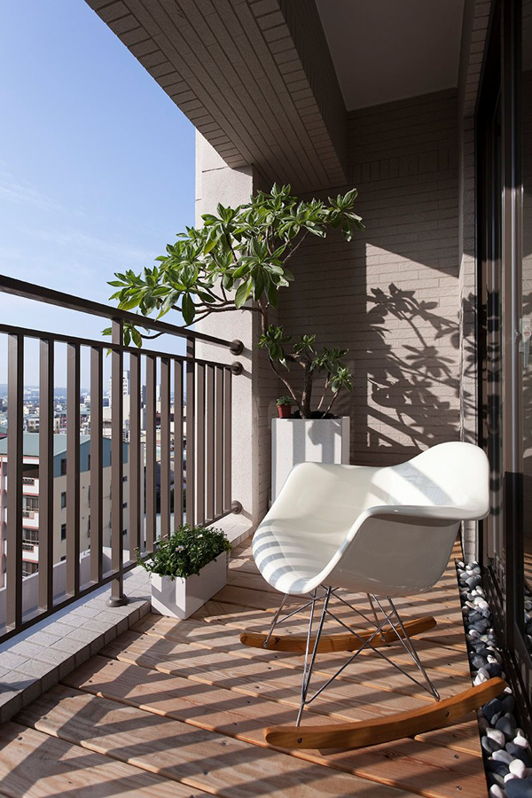 Taiwanese Contemporary Apartment - small balcony with plants