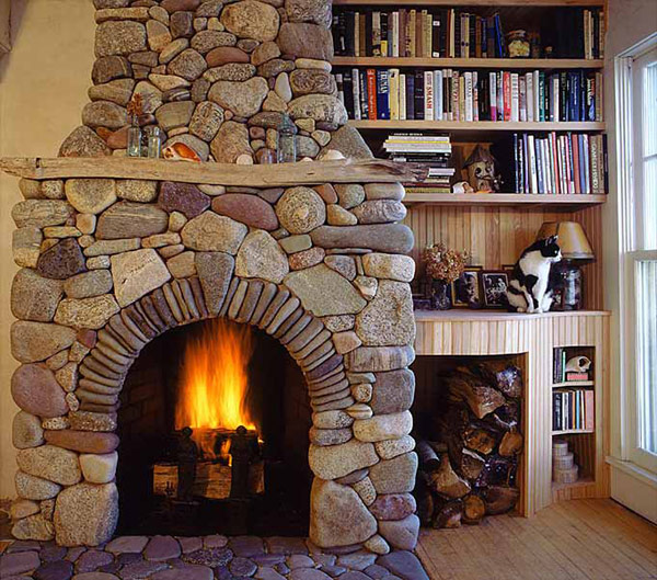 Traditional home fireplace