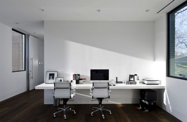 White wall mounted desk the highlight of this home office space