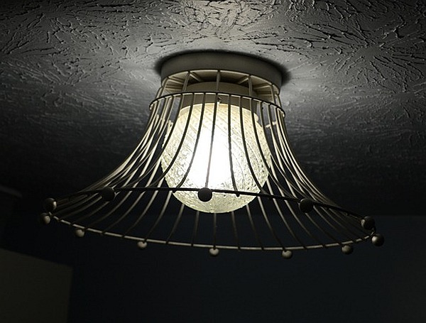 Wire baskets turned dome pendant light fixture