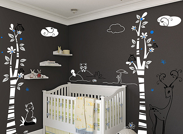 Woodland scene nursery wall decals