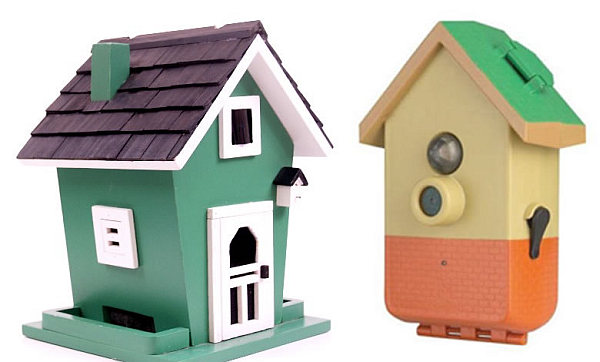 birds house with hidden home security camera