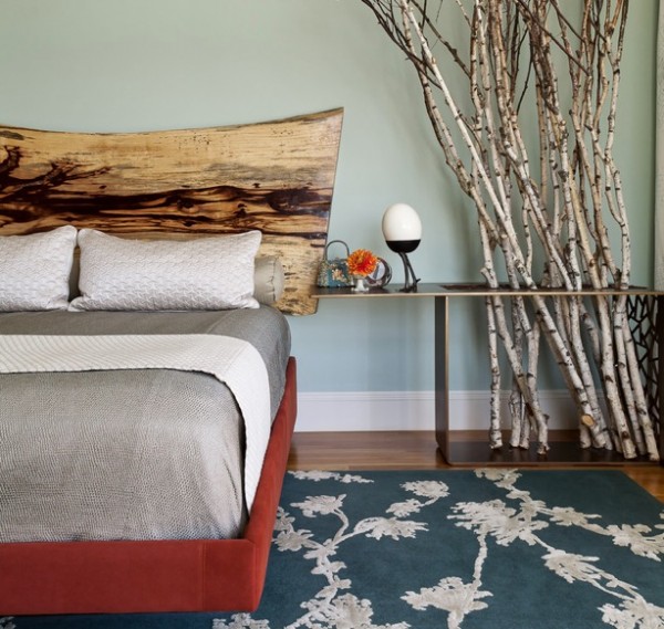 dramatic headboard rustic wood