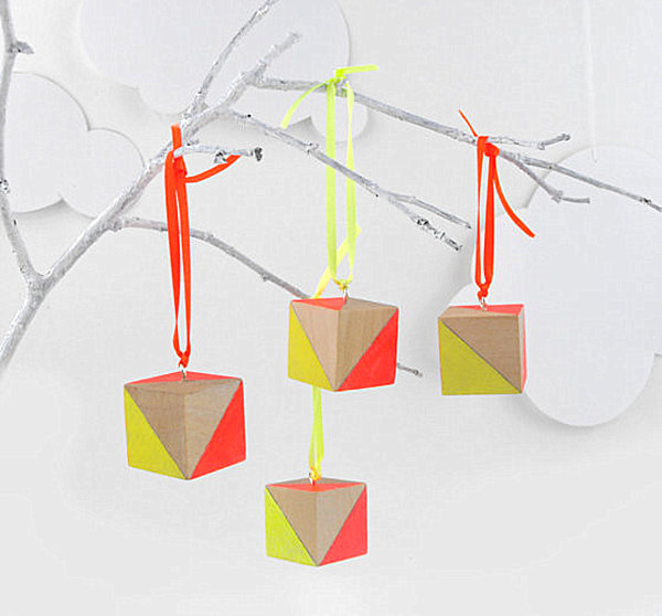 neon geometric hanging ornaments