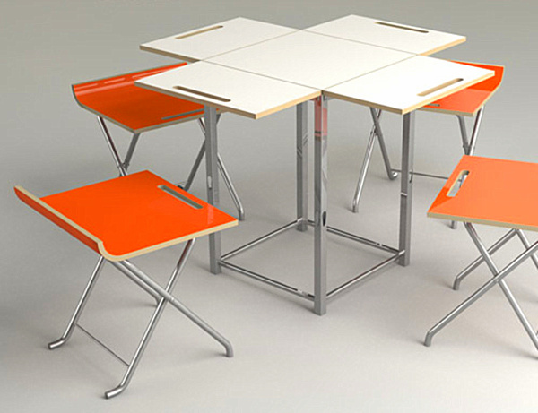 A modern folding kitchen table and chair set