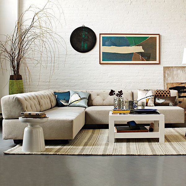 A modern tufted sectional sofa