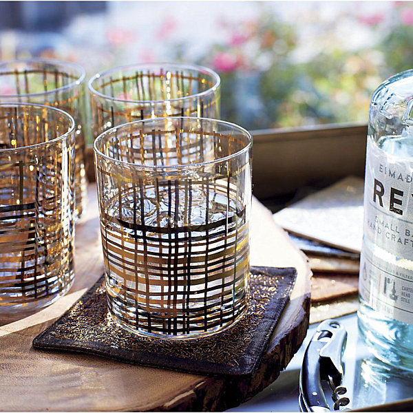 Bar glasses with silver and gold accents