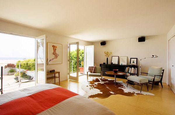 Birch plywood floors in the master bedroom