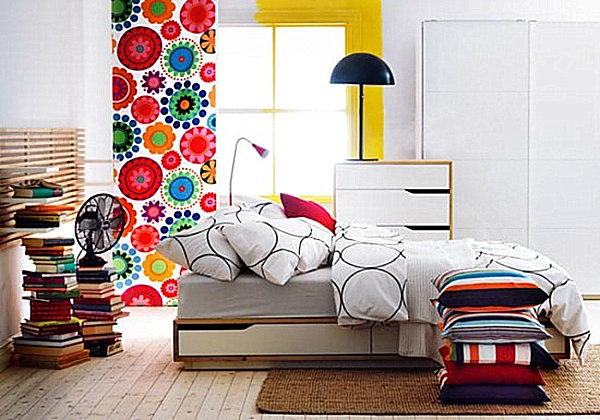 Colorful Scandinavian bedroom