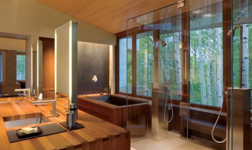 Japanese Bathroom Floor Plans Flooring Ideas   Feng Shui Bathroom With Lavish Wooden Presence 870x520 