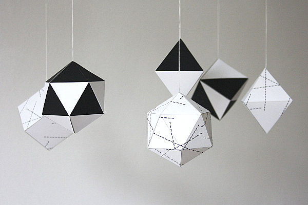 Geometric paper Christmas ornaments