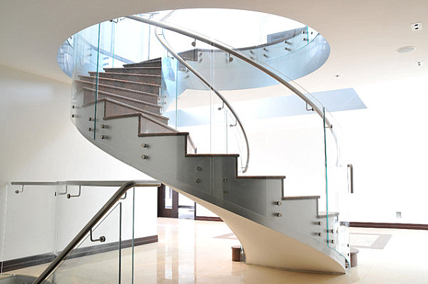 Glass spiral staircase