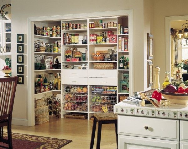 Kitchen pantry with shelves and drawers