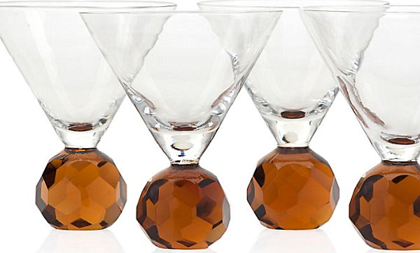 Martini glasses with amber stems