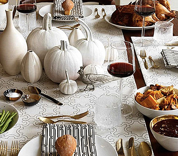 Monochromatic Thanksgiving place settings