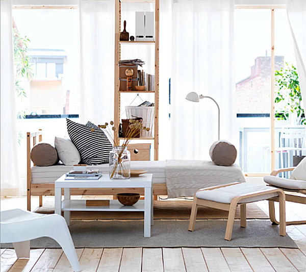 Natural elements in a living room featuring Scandinavian design