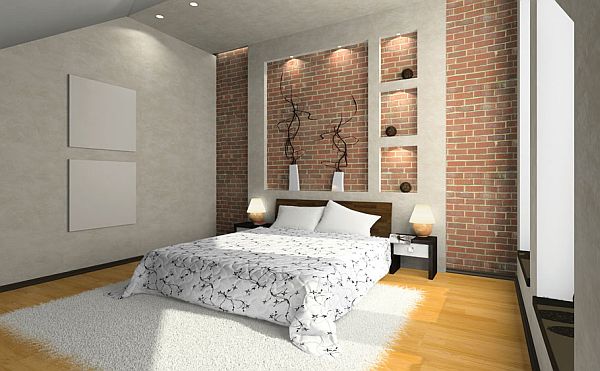 Real brick tile bedroom