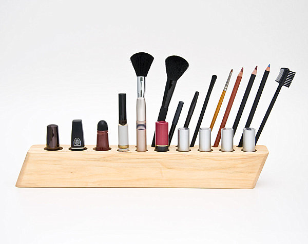 Wooden makeup organizer