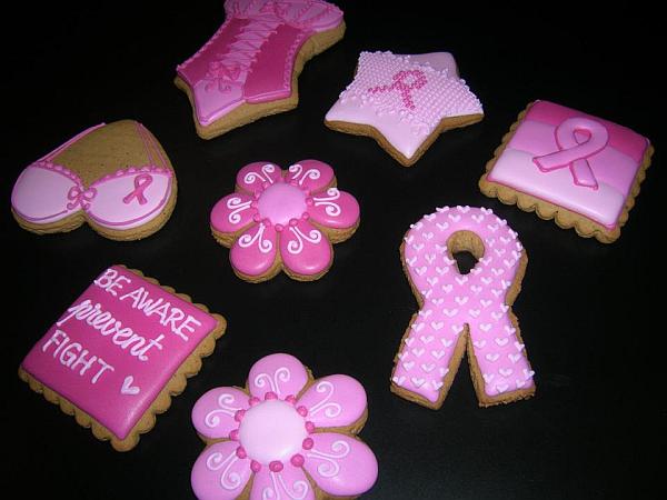 breast cancer awarness with decorated cookies