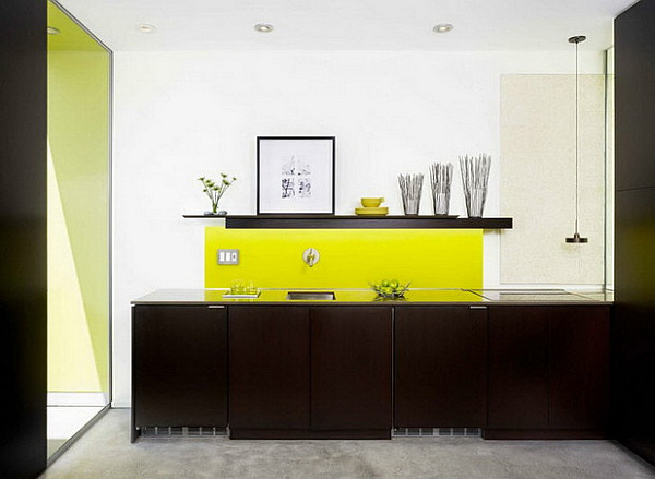 contemporary kitchen furniture with green and yellow