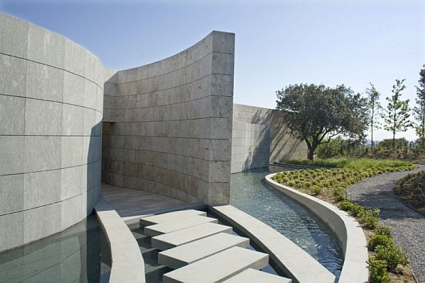 curved stone walls