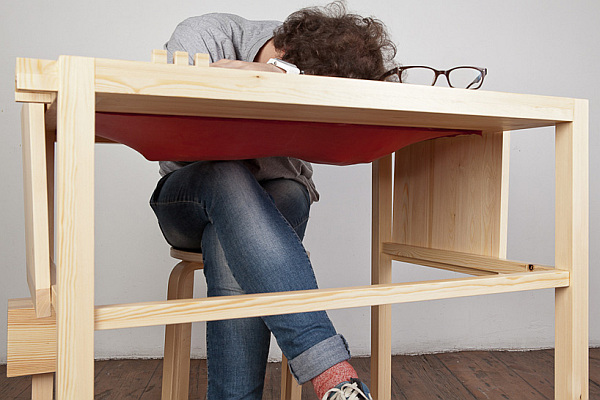 desk with latex support for sleeping