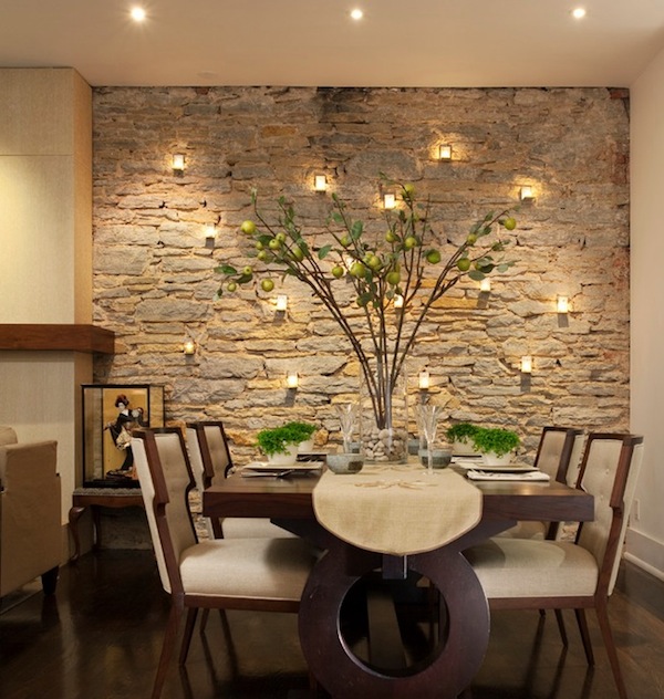 dining room accent wall stone