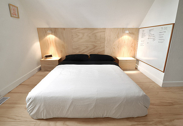 fancy plywood flooring in the bedroom