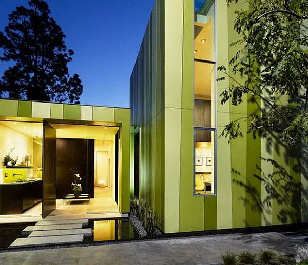 Modern Minimalist Home in Los Angeles Stuns With Its Colorful Green Theme