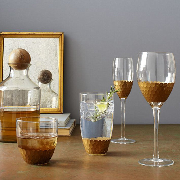 Handpainted glassware in gold