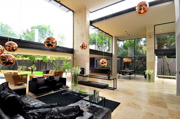 living room with garden view