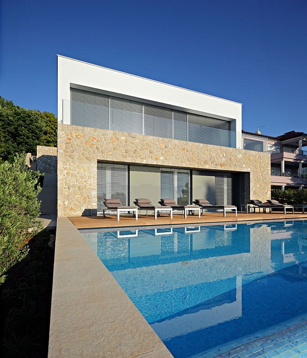 modern villa with pool