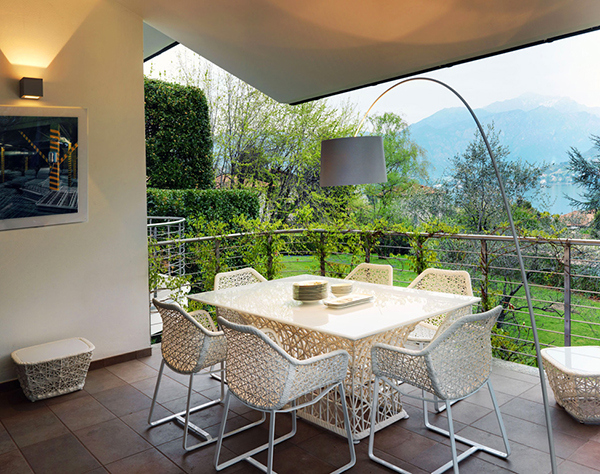 small terrace with dining table