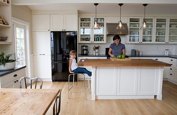 stylish kitchen with unstained white oak plank