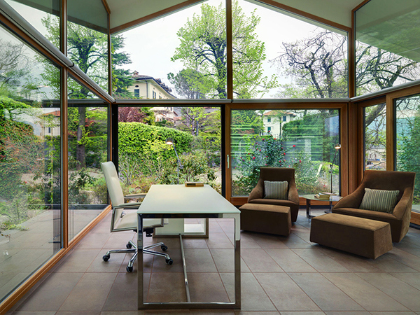 stylish office wrapped in glass