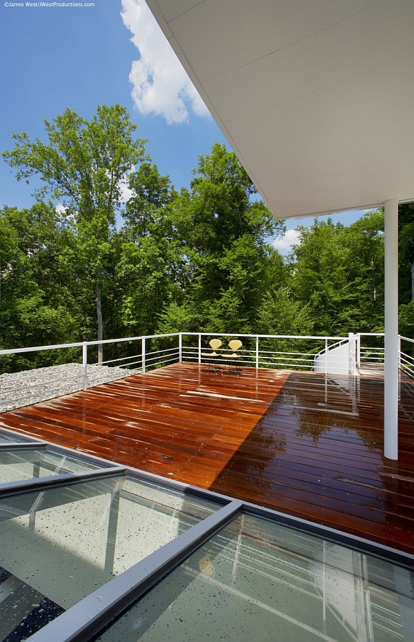 villa with outdoor wooden deck