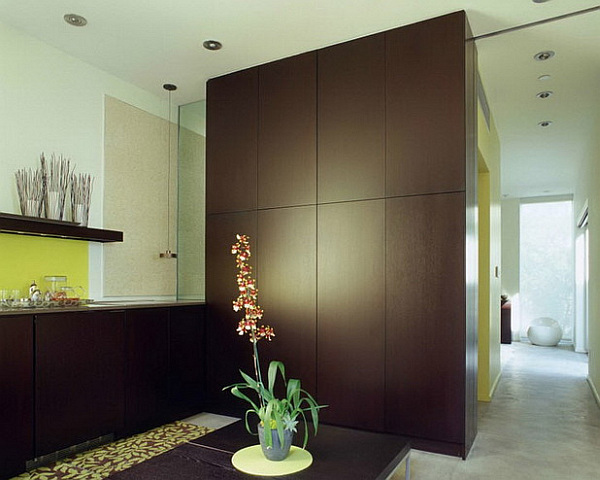 wood planked wall in the kitchen