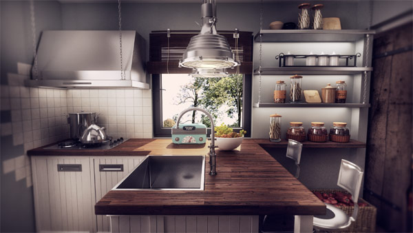 A modern kitchen balanced with vintage tones