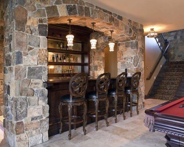 Awesome home bar encased in stone