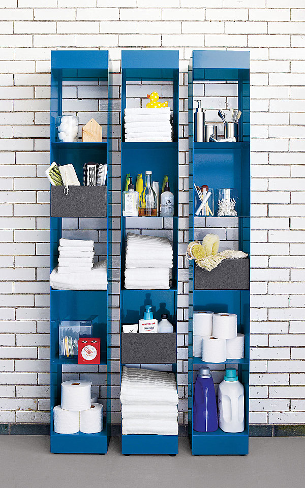 Blue metal shelving