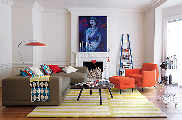 Bright orange armchair