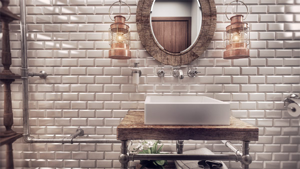 Brilliant-oval-mirror-set-against-a-brick-wall-design