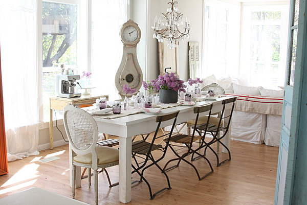 Cafe chairs in a French farmhouse dining room