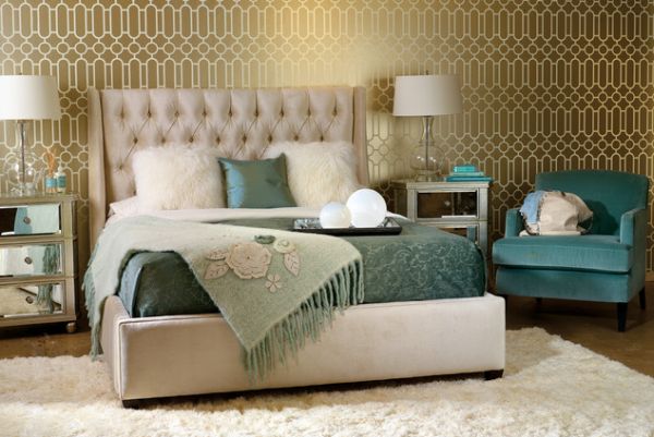 Chic bedroom with a daft tufted headboard for the plush look